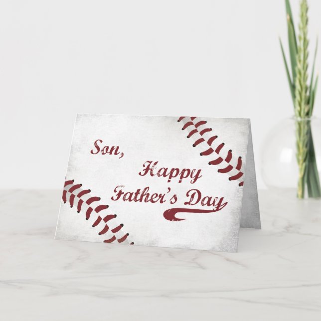 Tarjeta El Gran Béisbol Grunge del Día del Hijo Padre, Dep (Anverso)