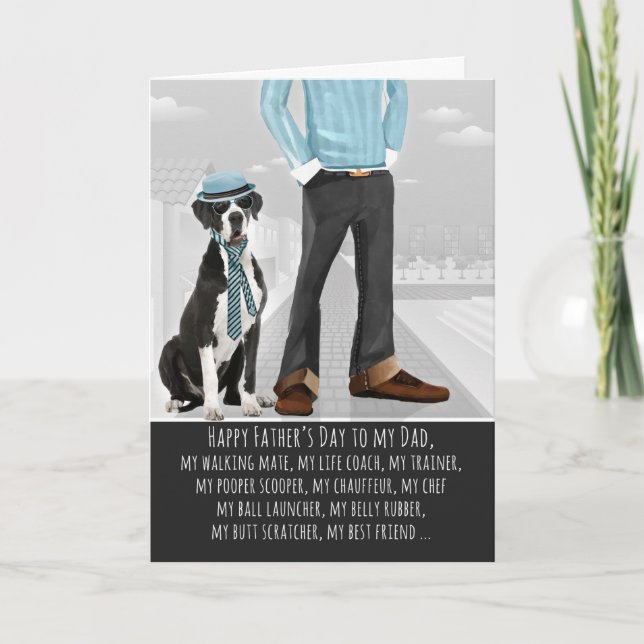 Tarjeta El gran danés del Día del Padre Perro (Anverso)