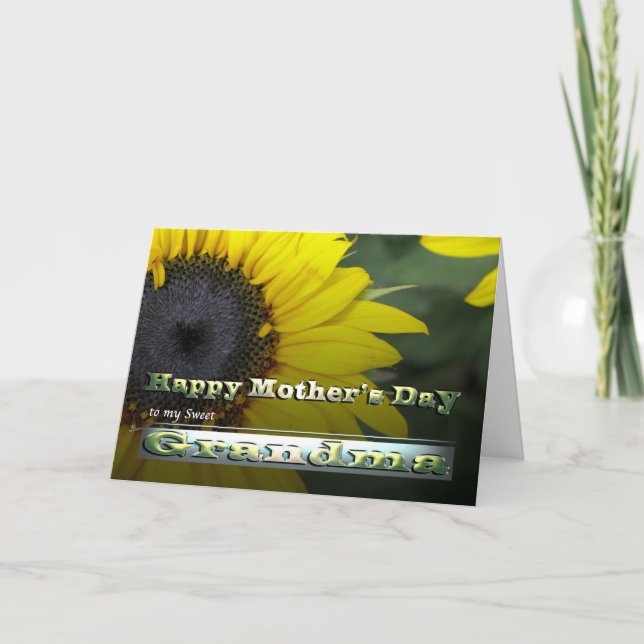 Tarjeta El gran girasol amarillo de la abuela (Anverso)