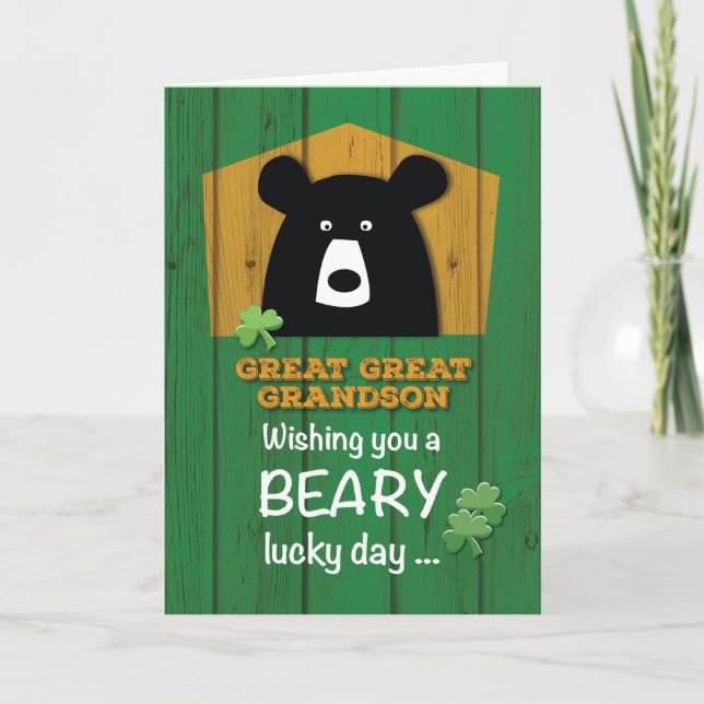 Tarjeta El gran oso abuelo en el día de San Patricio (Anverso)