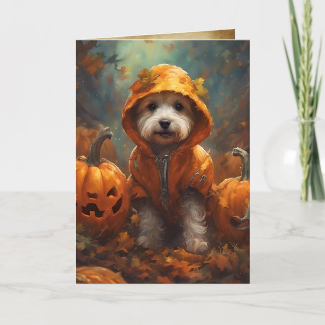 Tarjeta El gran saludo de Halloween con calabaza (Anverso)