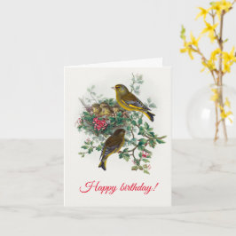 Tarjeta El Greenfinch europeo, feliz cumpleaños