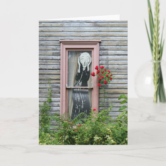Tarjeta "El grito" en una ventana (Anverso)