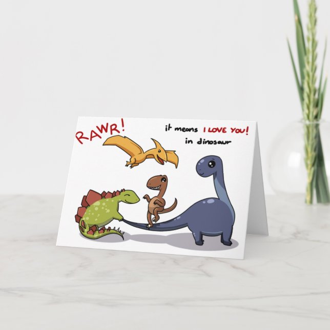 Tarjeta El grupo lindo de dinosaurios Rawr significa que (Anverso)