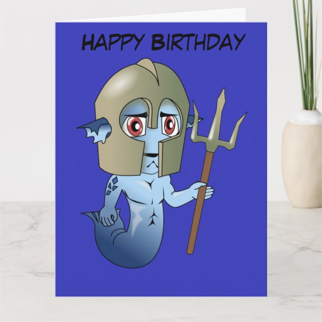 Tarjeta El guerrero del cumpleaños de Neptuno grande del (Anverso)