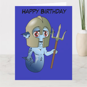 Tarjeta El guerrero del cumpleaños de Neptuno grande del