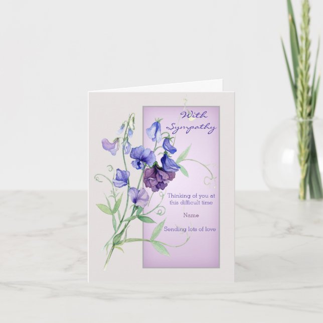 Tarjeta El guisante de olor violeta púrpura florece (Anverso)