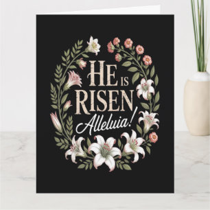 Tarjeta Él ha resucitado Aleluya Floral Pascua cristiana