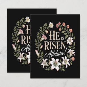 Tarjeta Él ha resucitado Aleluya Floral Pascua cristiana