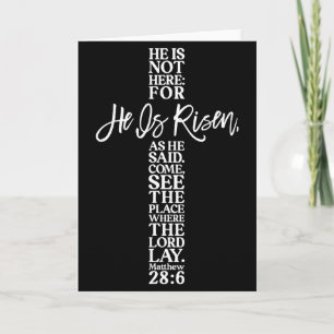 Tarjeta Él ha resucitado Cruz cristiana Jesús Versículo bí