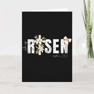 Tarjeta Él ha resucitado Cruz cristiana Jesús Versículo de