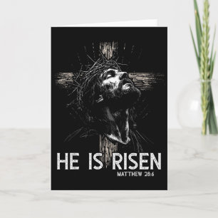 Tarjeta Él ha resucitado Cruz cristiana Jesús Versículo de
