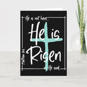 Tarjeta Él ha resucitado Cruz cristiana Jesús Versículo de