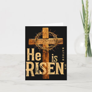 Tarjeta Él ha resucitado cruz retro vintage feliz pascua