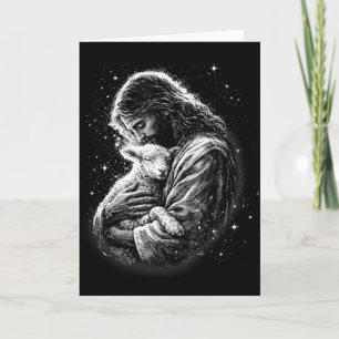 Tarjeta Él ha resucitado Feliz día de Pascua Jesús ovejas