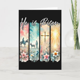 Tarjeta Él ha resucitado Flores Estética de Pascua Jesús C