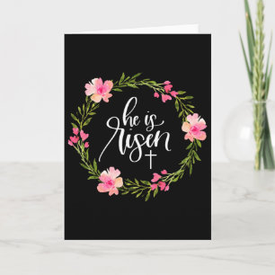 Tarjeta Él ha resucitado Jesús cristiano Feliz Pascua Flor