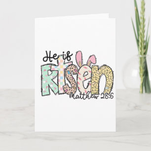Tarjeta Él ha resucitado Jesús cristiano Feliz Pascua Muje