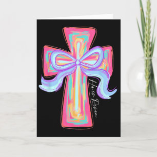 Tarjeta Él Ha Resucitado Jesús Cruz Cristiana Coqueta Lazo