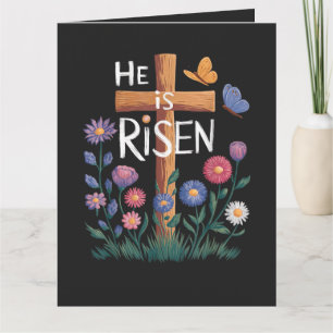 Tarjeta Él ha resucitado Jesús Floral Pascua Cristiana