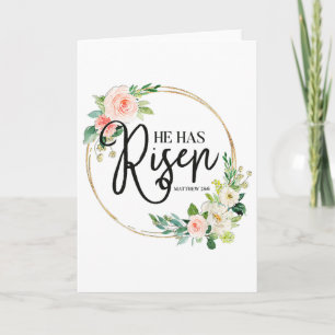 Tarjeta Él ha resucitado Mateo 286 Flora Pascua cristiana