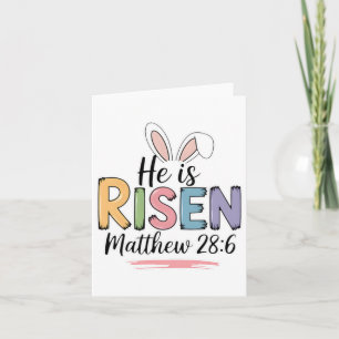 Tarjeta Él ha resucitado Mateo 286 Oreja de conejo Biblia
