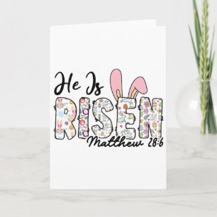 Tarjeta Él ha resucitado Mateo 286 Pascua Biblia cristiana