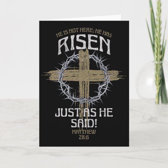 Tarjeta Él ha resucitado Mateo 286 Versículo de la Biblia  (Anverso)