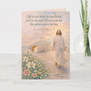 Tarjeta Él ha Resucitado – Mateo 28:6 Versículo Bíblico - 