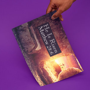 Tarjeta Él ha resucitado Tres Cruces Tumba Vacía Pascua
