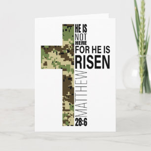 Tarjeta Él ha resucitado Verso cristiano de Pascua Camufla