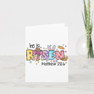 Tarjeta Él ha resucitado Verso de la Biblia cristiana de J