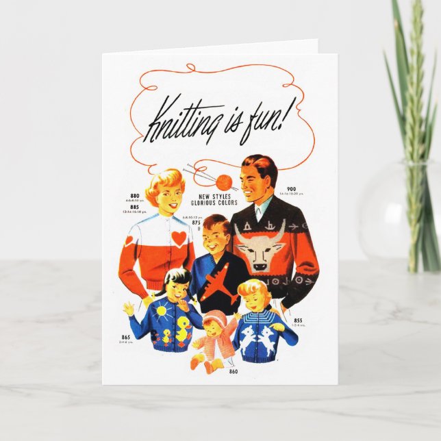 Tarjeta ¡El hacer punto retro de las mujeres 60s del (Anverso)