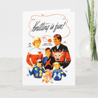Tarjeta ¡El hacer punto retro de las mujeres 60s del