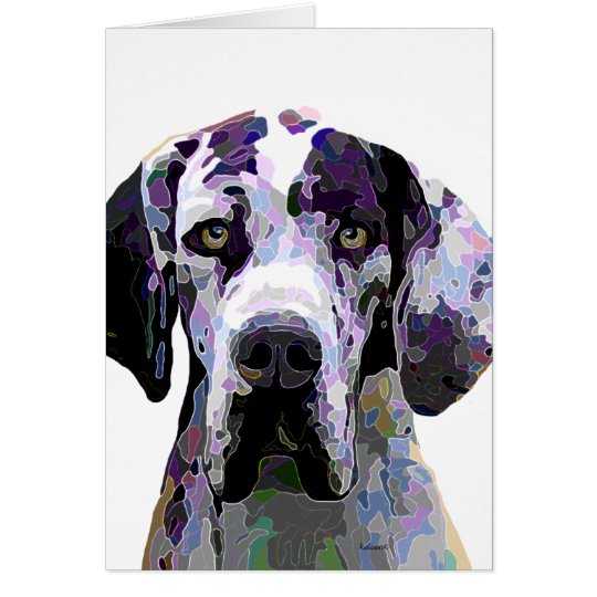 Tarjeta El Harlequin colorido great dane hace frente