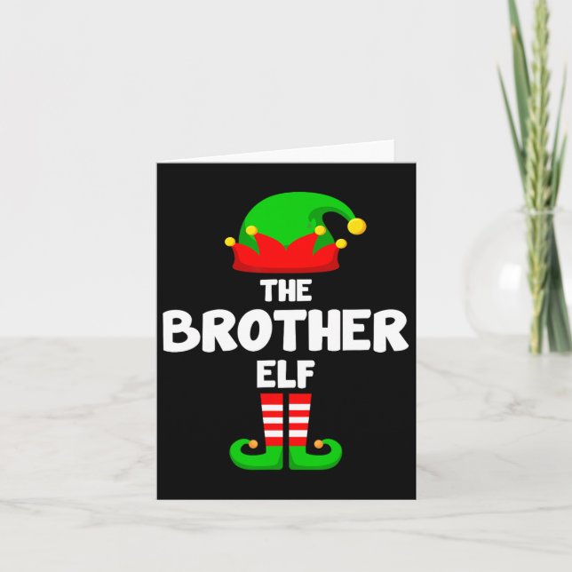Tarjeta El hermano Elf Navidades graciosos que coinciden c (Anverso)