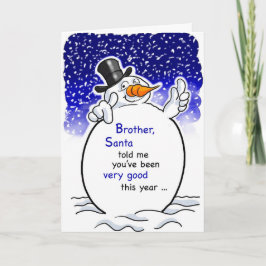 Tarjeta El hermano Snowman Santa, el humor de los Navidade