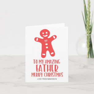 Tarjeta El hombre de jengibre lindo saludo de Navidad a pa
