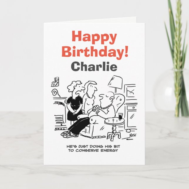 Tarjeta El hombre duerme para conservar la energía (Anverso)