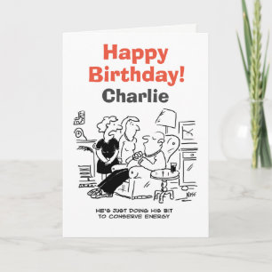 Tarjeta El hombre duerme para conservar la energía