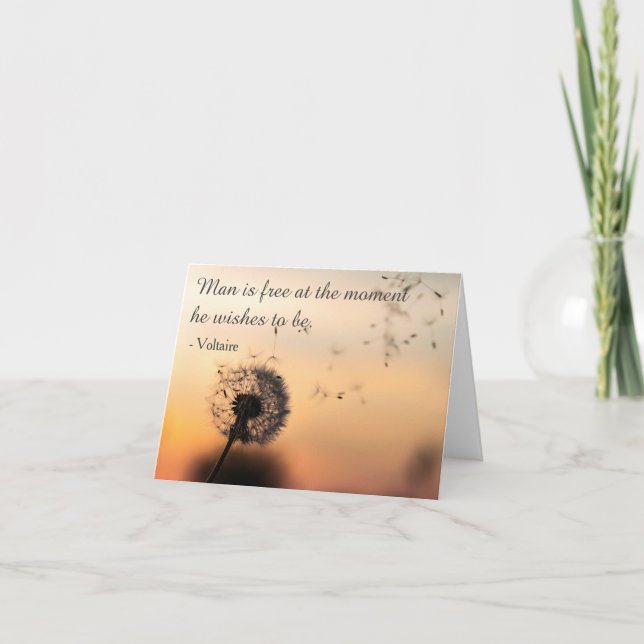 Tarjeta El hombre es cita libre de Voltaire (Anverso)