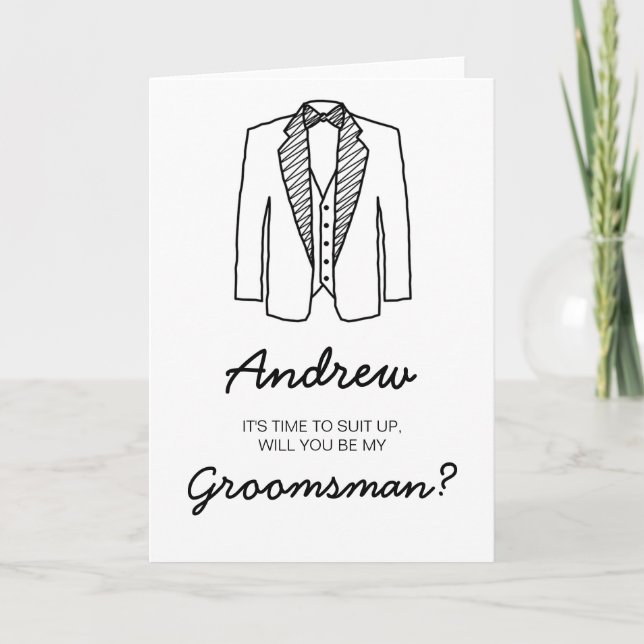 Tarjeta El hombre más groomsman demanda la fiesta de bodas (Anverso)