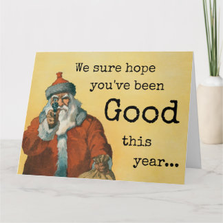Tarjeta El humor negro Navidad a Santa con una pistola