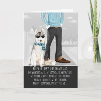 Tarjeta El Husky Siberiano del Día del Padre Perro es grac