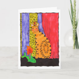 Tarjeta El Ilustracion de un gato kitsch feliz cumpleaños