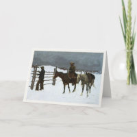 El invierno de Cowboy saluda con pintura antigua