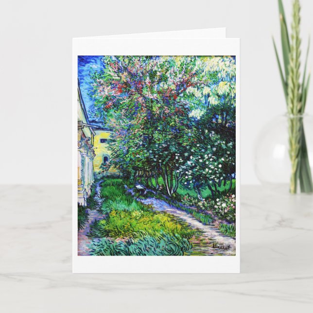 Tarjeta El jardín en el asilo de Saint-Rémy, Van Gogh (Anverso)