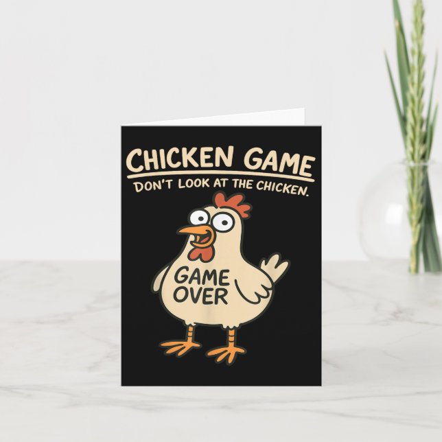 Tarjeta El juego del pollo no mira al pollo Gracioso (Anverso)