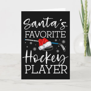 Tarjeta El jugador de hockey favorito de Santa divertido p