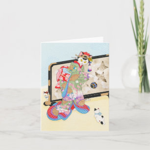 Tarjeta El jugar con los gatos Ukiyoe Notecard Moussart